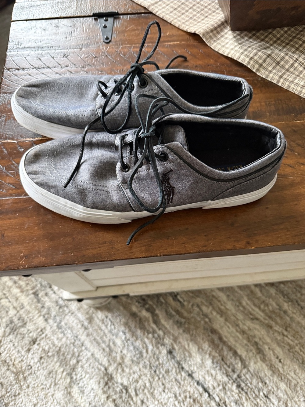 Polo by Ralph Lauren Men's Gray Canvas Lace-Up Sneakers